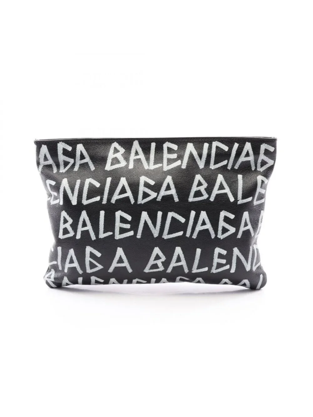 Balenciaga Clutch Graffiti Black White Leather